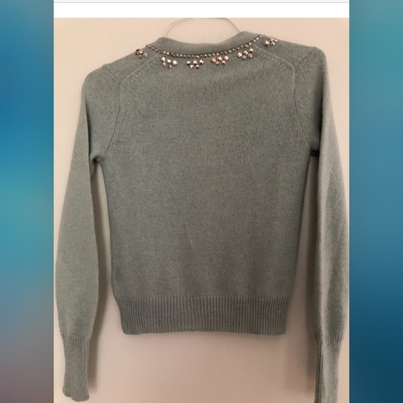 j crew crystal bead gray cardigan womans S-m sweater Wool Alpaca Blend Dressy - Picture 2 of 12